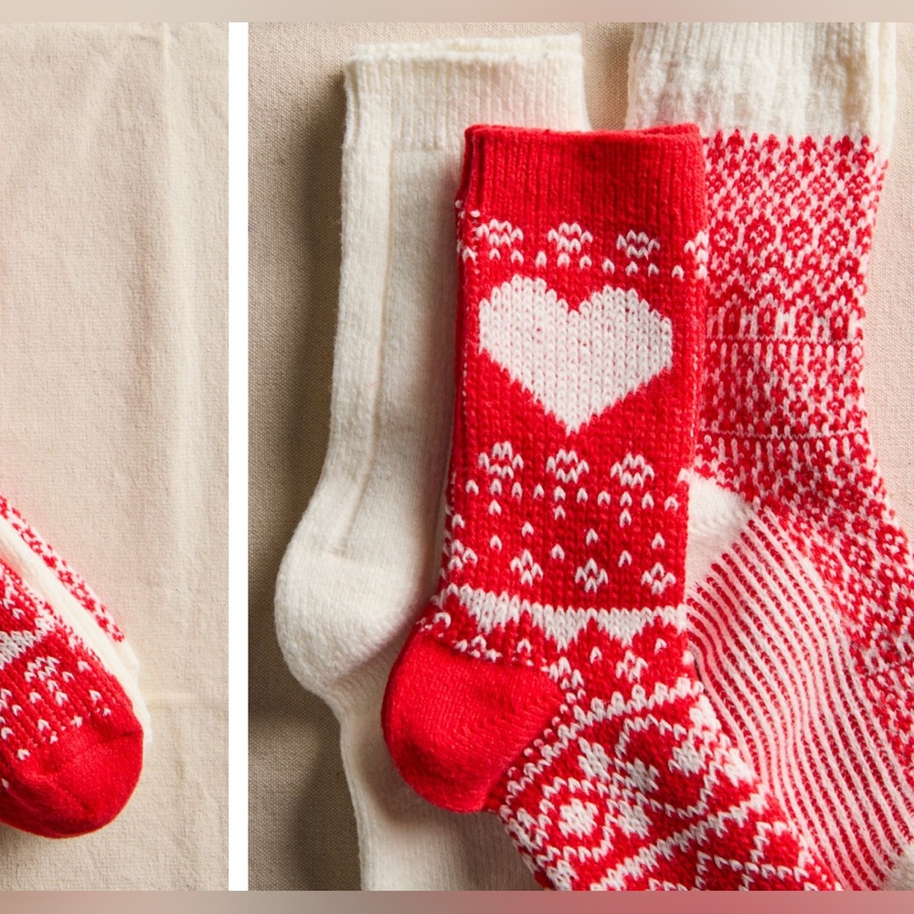 NWT Free People Nordic Knit Sock Bundle - red combo - One Size / ALL - Picture 7 of 12